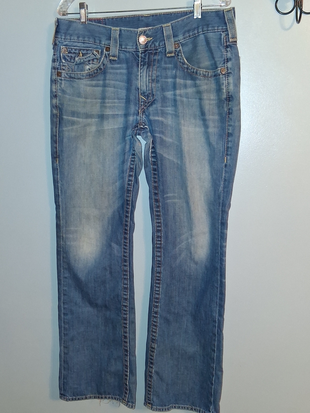 True Religion Men's Straight Jeans in Faded Blue